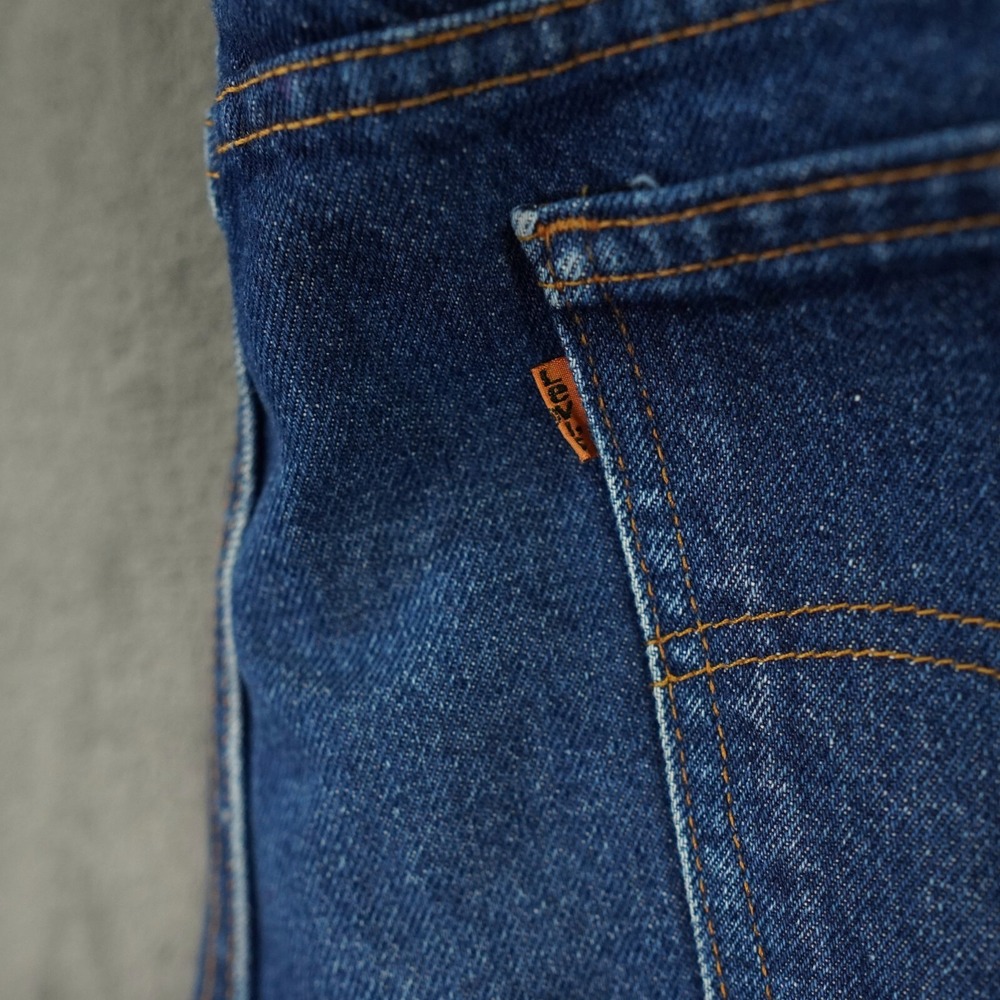 VTG Levis 505 Orange Tag Jeans Men 38*x32 (36x32 Blue Dark Wash Red Batwing USA - Picture 4 of 8